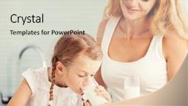 Presentation with mother feeding baby breast milk - Presentation theme featuring child with mother drinking milk background and a light gray colored foreground