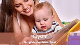  Presentation with child girl reading a book - Slide set having child with mother reading book background and a  colored foreground