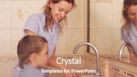  Presentation with wash - Presentation design having child with mum wash hands background and a coral colored foreground