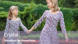  Presentation with family shopping - PPT theme featuring child with red shopping background and a  colored foreground