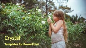  Presentation with rose flower - Colorful theme enhanced with child with rose flower in spring garden backdrop and a tawny brown colored foreground