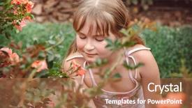  Presentation with rose flower - Cool new presentation theme with child with rose flower in spring garden backdrop and a coral colored foreground