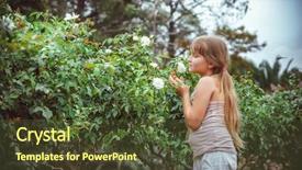  Presentation with rose flower - PPT layouts having child with rose flower in spring garden background and a tawny brown colored foreground
