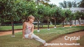  Presentation with rose flower - Beautiful slide deck featuring child with rose flower in spring garden backdrop and a coral colored foreground