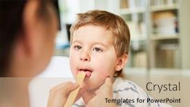  Presentation with sore throat - Colorful presentation design enhanced with child-with-tonsillitis-and-sore backdrop and a coral colored foreground