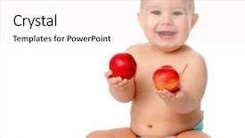  Presentation with cute - Slides having child with two red apple background and a sky blue colored foreground