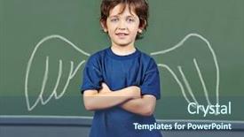  Presentation with angel wings - Colorful presentation enhanced with child with wings and halo backdrop and a ocean colored foreground