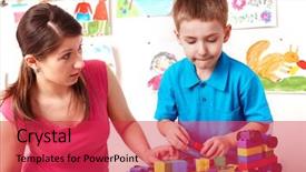  Presentation with child care - Theme consisting of child with wood block background and a red colored foreground