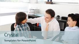  Presentation with father teaching children - Cool new theme with schools parents working together - arabic muslim father teaching his backdrop and a light blue colored foreground