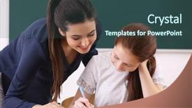  Presentation with task - Audience pleasing slide deck consisting of math secondary - female teacher and schoolboy doing backdrop and a ocean colored foreground