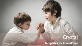 Presentation with children playing - Cool new slide set with conference hall presentation in lecture backdrop and a light gray colored foreground.