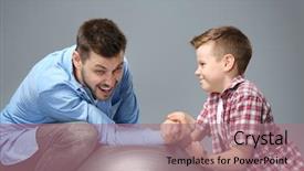  Presentation with wrestling - Colorful presentation enhanced with child wrestle - father and son having arm backdrop and a coral colored foreground