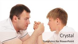  Presentation with wrestling - Theme with child wrestle - father and son in arm-wrestling background and a lemonade colored foreground