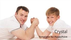 Presentation with wrestling - Theme enhanced with child wrestle - father and son in arm-wrestling background and a lemonade colored foreground