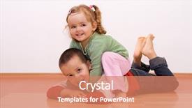  Presentation with wrestling - Presentation theme having child wrestle - happy brother and sister playing background and a  colored foreground