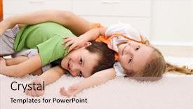 Presentation with wrestling - Amazing theme having child wrestle - happy kids boy and girl backdrop and a lemonade colored foreground