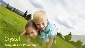  Presentation with happy korean kids - Presentation theme consisting of child wrestle - happy laughing kids playing outdoors background and a tawny brown colored foreground