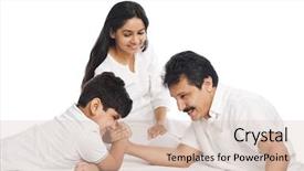  Presentation with wrestling - Presentation design featuring child wrestle - man arm wrestling with his background and a soft green colored foreground