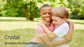  Presentation with power poind marketin educativa para desc - Colorful presentation design enhanced with child wrestle - two kids scuffle backdrop and a yellow colored foreground