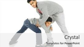  Presentation with wrestling - Slide deck having child wrestle - very tall teenage man wrestling background and a  colored foreground