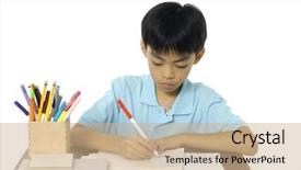  Presentation with pink and white roses shabby chic country - PPT layouts featuring child write in book a over white background background and a coral colored foreground