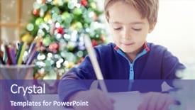  Presentation with christmas empty blank letter - Slide deck featuring child writing a christmas list background and a violet colored foreground