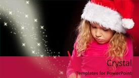  Presentation with magic - Colorful PPT theme enhanced with child writing a magic letter to santa claus little girl backdrop and a red colored foreground