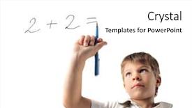  Presentation with math - Cool new presentation theme with child writing a maths operation backdrop and a white colored foreground