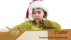  Presentation with young child brain development - PPT layouts having child writing her wish list background and a yellow colored foreground