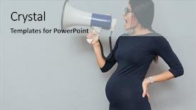  Presentation with pregnant - PPT layouts having childbirth - image of concentrated screaming pregnant background and a light gray colored foreground