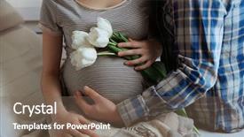  Presentation with childbirth - PPT theme enhanced with childbirth - young pregnant woman sitting background and a violet colored foreground