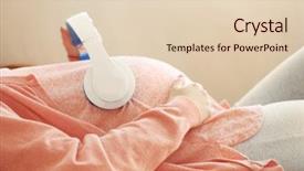  Presentation with pregnant - Theme consisting of childbirth - young pregnant woman with headphones background and a lemonade colored foreground