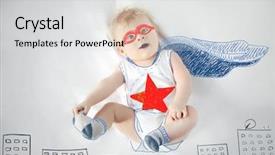  Presentation with childcare - Beautiful theme featuring childcare - little baby boy superhero backdrop and a light gray colored foreground