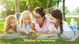  Presentation with childcare - Slide set having childcare - teacher and three little girls background and a tawny brown colored foreground