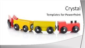  Presentation with wooden toy - Beautiful presentation featuring childeren blocks education - wooden toy colored train isolated backdrop and a white colored foreground