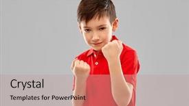  Presentation with boxing fight - Presentation consisting of childhood aggression and fight concept background and a coral colored foreground