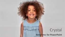  Presentation with african people - Audience pleasing presentation theme consisting of childhood and people concept - happy little african american girl over grey background backdrop and a light gray colored foreground