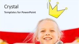  Presentation with doodle - PPT theme featuring childhood and people concept - happy little girl on children playground with prinncess crown doodle over head background and a white colored foreground
