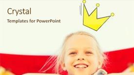  Presentation with doodle - Slides featuring childhood and people concept - happy little girl on children playground with prinncess crown doodle over head background and a cream colored foreground