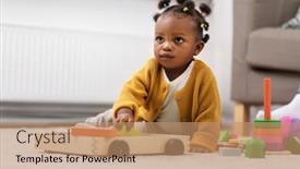  Presentation with baby blocks - Colorful PPT theme enhanced with infant black development - childhood and people concept backdrop and a coral colored foreground