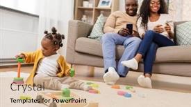  Presentation with baby blocks - Slide set featuring infant black development - childhood and people concept background and a coral colored foreground