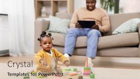  Presentation with african american baby - Slide set consisting of childhood-and-people-concept background and a coral colored foreground
