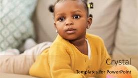  Presentation with african american baby - PPT theme with childhood-and-people-concept background and a yellow colored foreground