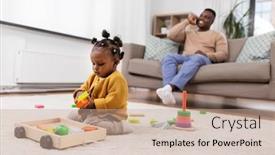  Presentation with baby blocks - Amazing slide set having childhood-and-people-concept backdrop and a coral colored foreground