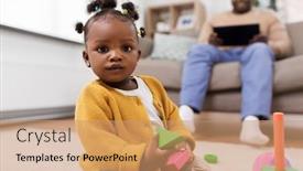  Presentation with baby blocks - Theme with childhood-and-people-concept background and a coral colored foreground