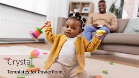  Presentation with baby blocks - Colorful slide deck enhanced with childhood-and-people-concept backdrop and a coral colored foreground