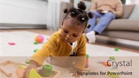  Presentation with baby blocks - Slide set with childhood-and-people-concept background and a coral colored foreground