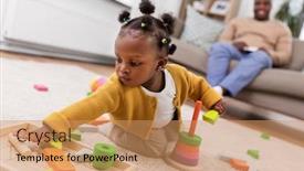  Presentation with african american baby - Colorful PPT layouts enhanced with childhood-and-people-concept backdrop and a coral colored foreground