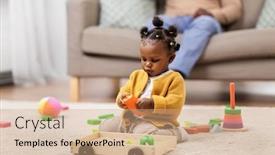  Presentation with african american baby - Audience pleasing presentation design consisting of childhood-and-people-concept backdrop and a coral colored foreground
