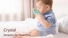  Presentation with baby sitting - Colorful presentation design enhanced with childhood asthma - cute little baby with nebulizer backdrop and a lemonade colored foreground